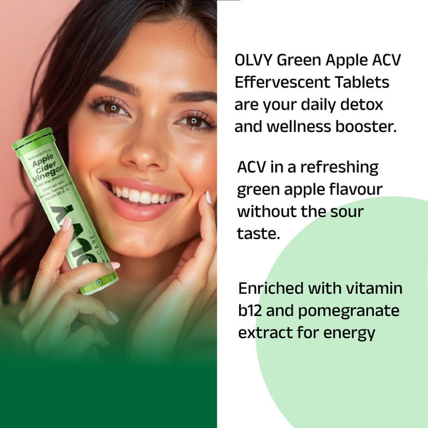 OLVY Green Apple ACV Effervescent Tablets